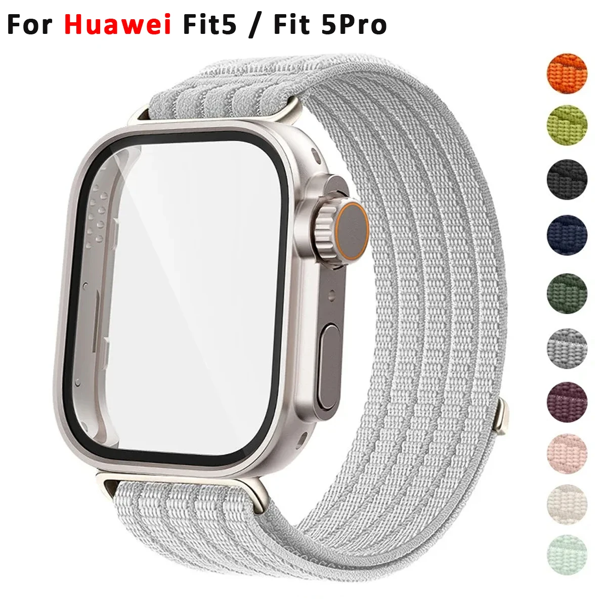 Gehärtetes Nylon-Armband für Huawei Fit 5/5Pro PC-Abdeckung Armband für Huawei Watch Fit4/4Pro/3 Band Armband Umbau zum Ultra-Design