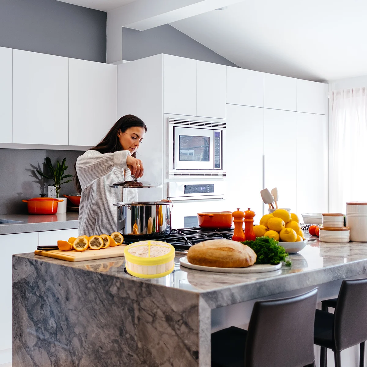 

1 комплект, бамбуковая пароварка, одноуровневая, 20 см, корзина с крышкой, пароварка для Dim Sum, булочки для клецок, овощей, риса, приготовления пищи