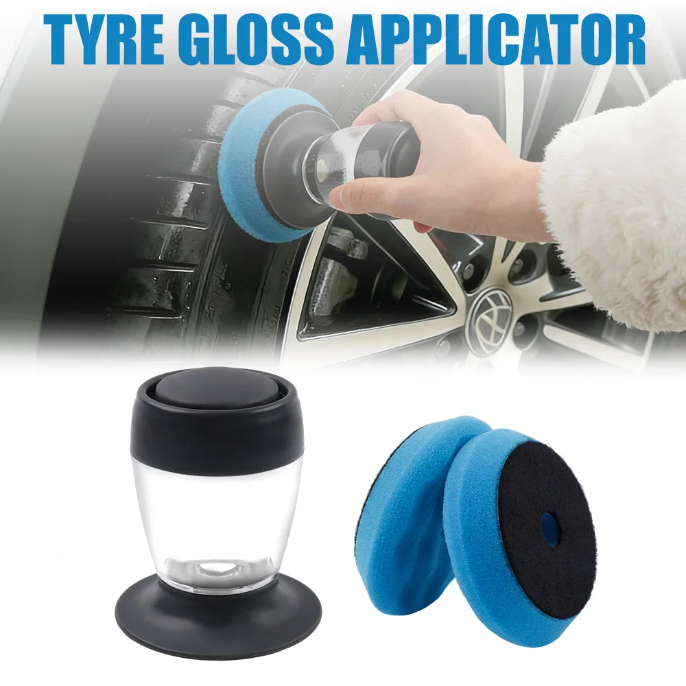Tire Shine Applicator, Car Polisher Waxing Sponge Pad Buffing Kit, Integrated Design, Powerful Oil Removal, for Most Tire Waxing view 3