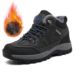 Brand Winter Men's Boots Warm Men's Snow Boots High Quality Leather Waterproof Men Sneakers Outdoor Men Hiking Boots Work Shoes