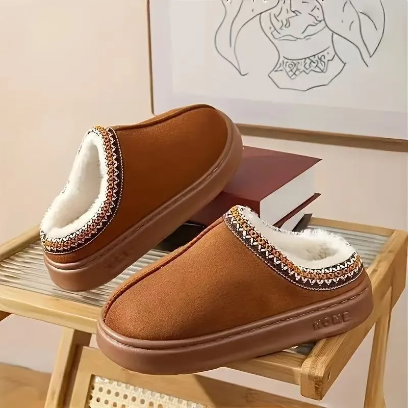 

Autumn and Winter Fashion Women's Fluffy Slippers Indoor Couple Thick Soled Men's Warm Neutral Slippers 36-45