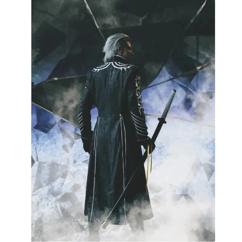 

◆2026Game DMC5 Vergil Cosplay Costume Complete Outfit with Boots Suit Jacket Vest Wig Men Halloween Carnival◆…~