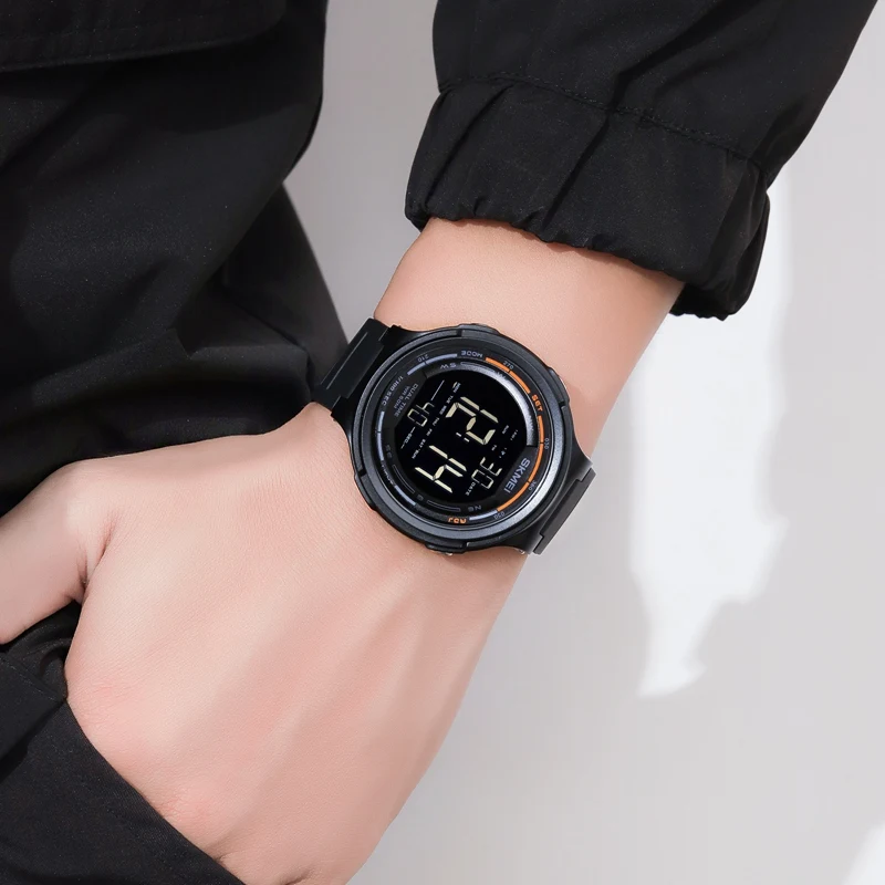 Jam Tangan Digital Pria Tampilan Lampu Belakang Olahraga Pedometer Stopwatch Jam Tangan Hitung Mundur Jam Perhitungan Kalori Kalender