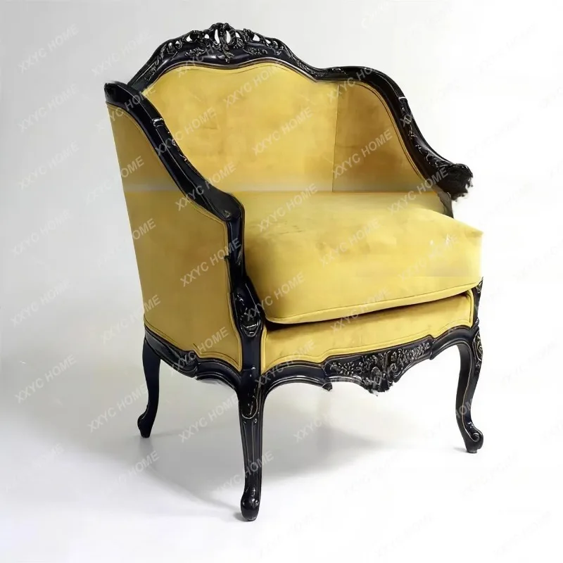 XX country solid wood retro carved three-person sofa
