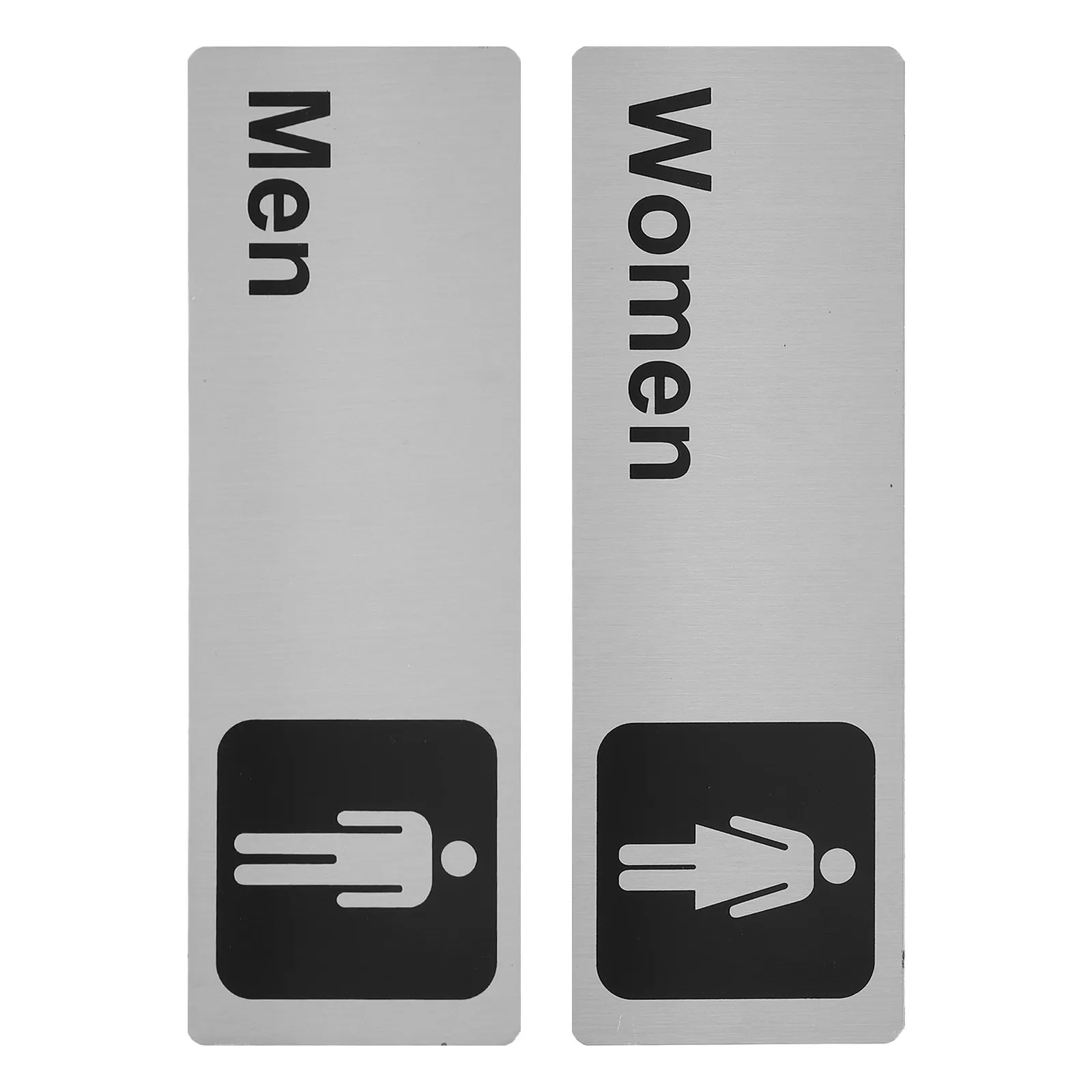 4Pcs Aluminum Bathroom Signs Set Modern Self-Adhesive Men Women Restroom Sign Toilet Door Sign for Office Business Restaurant