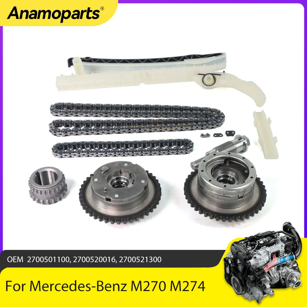 

Engine Timing Chain Kit Camshaft Adjuster VVT Fit 1.6 2.0 L Gas For Mercedes -Benz M270 M274 M133 GLK200 C350 E200 1.6L 2.0L