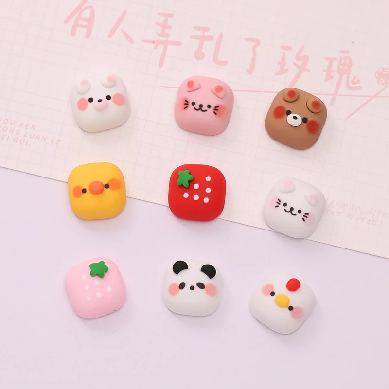 5pcs miniso cute animal cartoon resin flatback cabochons for diy jewelry making handmade crafts materials