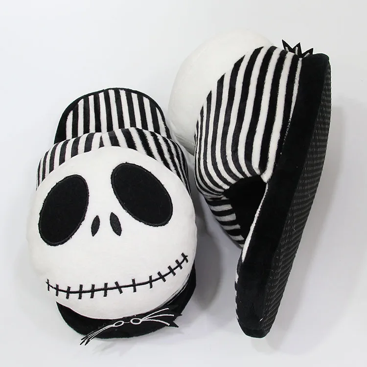 28cm Disney Movie The Nightmare Before Christmas Jack Skellington Plush Stuffed Slippers Indoor Men Women Winter Slippers Gifts