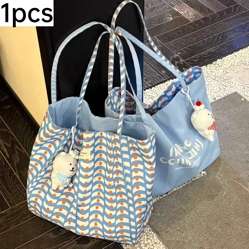 1pcs Nylon Tote Bag Wide Extended Handle Straps Relieve Shoulder Burden 34x34cm Open Top Spacious Interior Easy Item Access