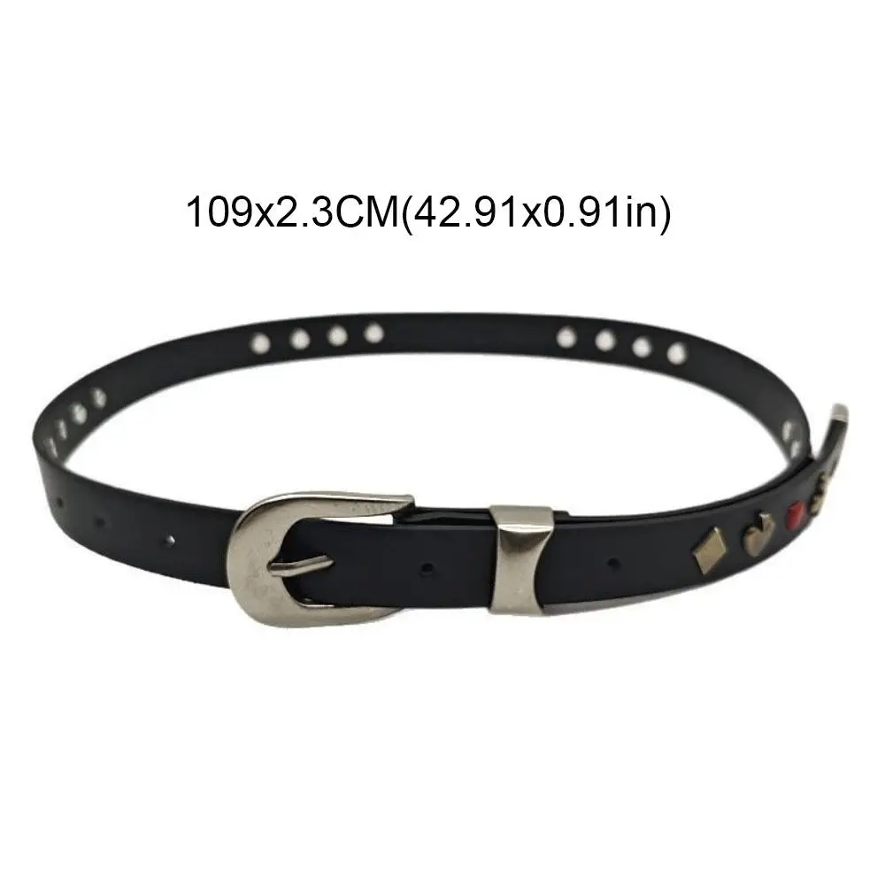 Retro Black Rivet Waistband Punk Style Gothic Y2K Waist Belt Versatile PU Leather Dress Jeans Belt Men