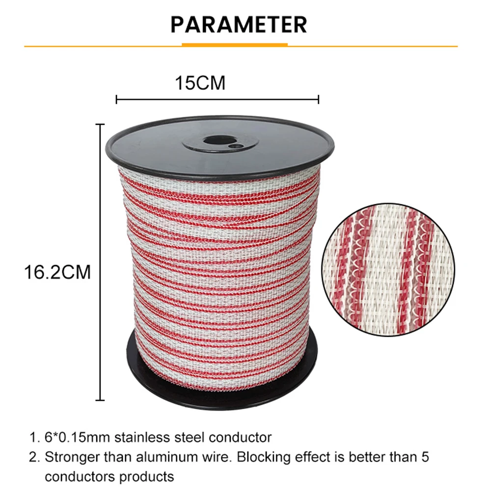 Lydite Electric Fence Tape Polytape with 6 Conductors for 0.5Inch and 200m