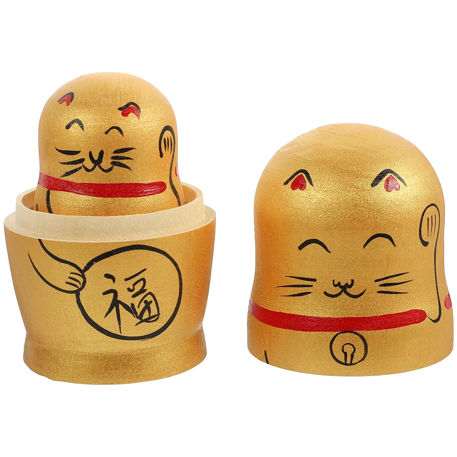 

1 set 1 Set Cartoon Cat Nesting Bright Russian For Home Decoration Festival Gift Stackable Wooden Crafts Bookshelf Ornaments
