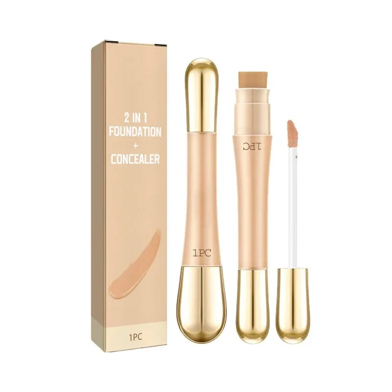 Liquid Concealer with Brush Professional 2 in 1 Face Flawless Foundation Stick Concealing Facial Makeup Women Cosmetics Matte