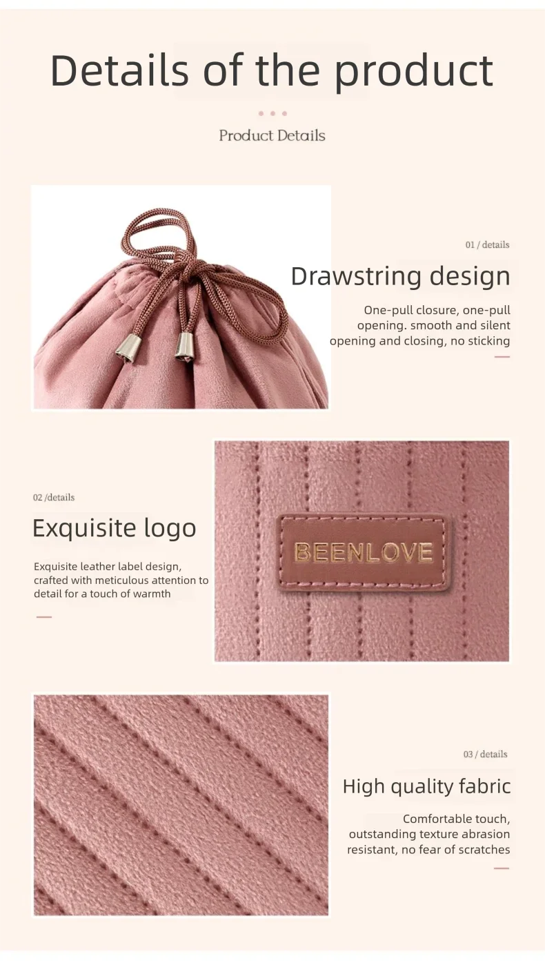 Große Kapazität Samt-Kosmetiktasche Tragbare Multifunktionale Reise-Make-up-Tasche Organizer Modische Aufbewahrungstasche für den täglichen Gebrauch – Detail 3