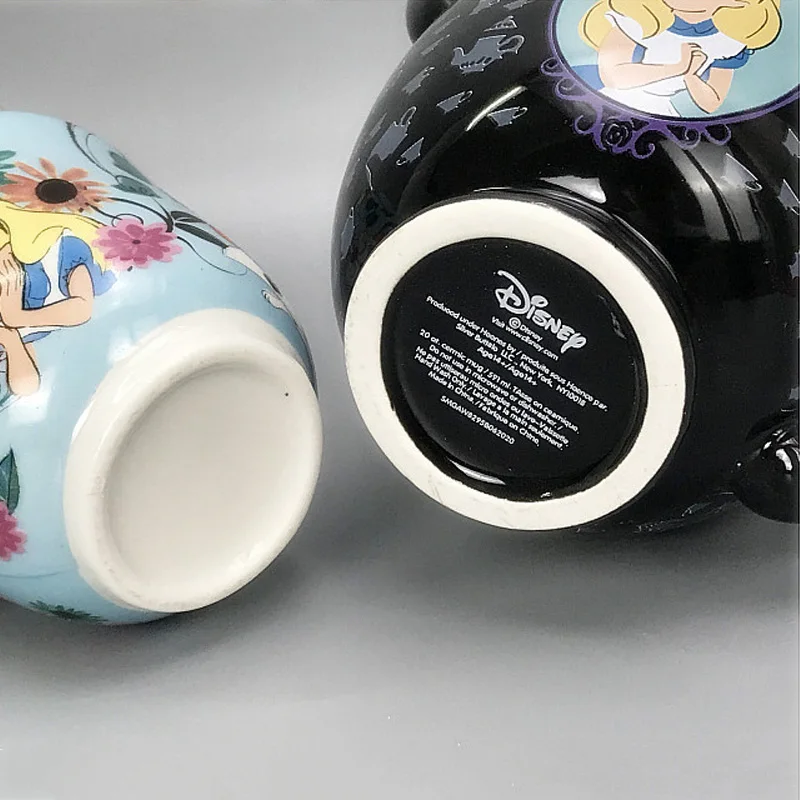 Disney Cartoon Alice In Wonderland Three-Layer 500ML Coffee Milk Cup Alice Collection Creative Mugs Handle Kid Ceramic Water Cup