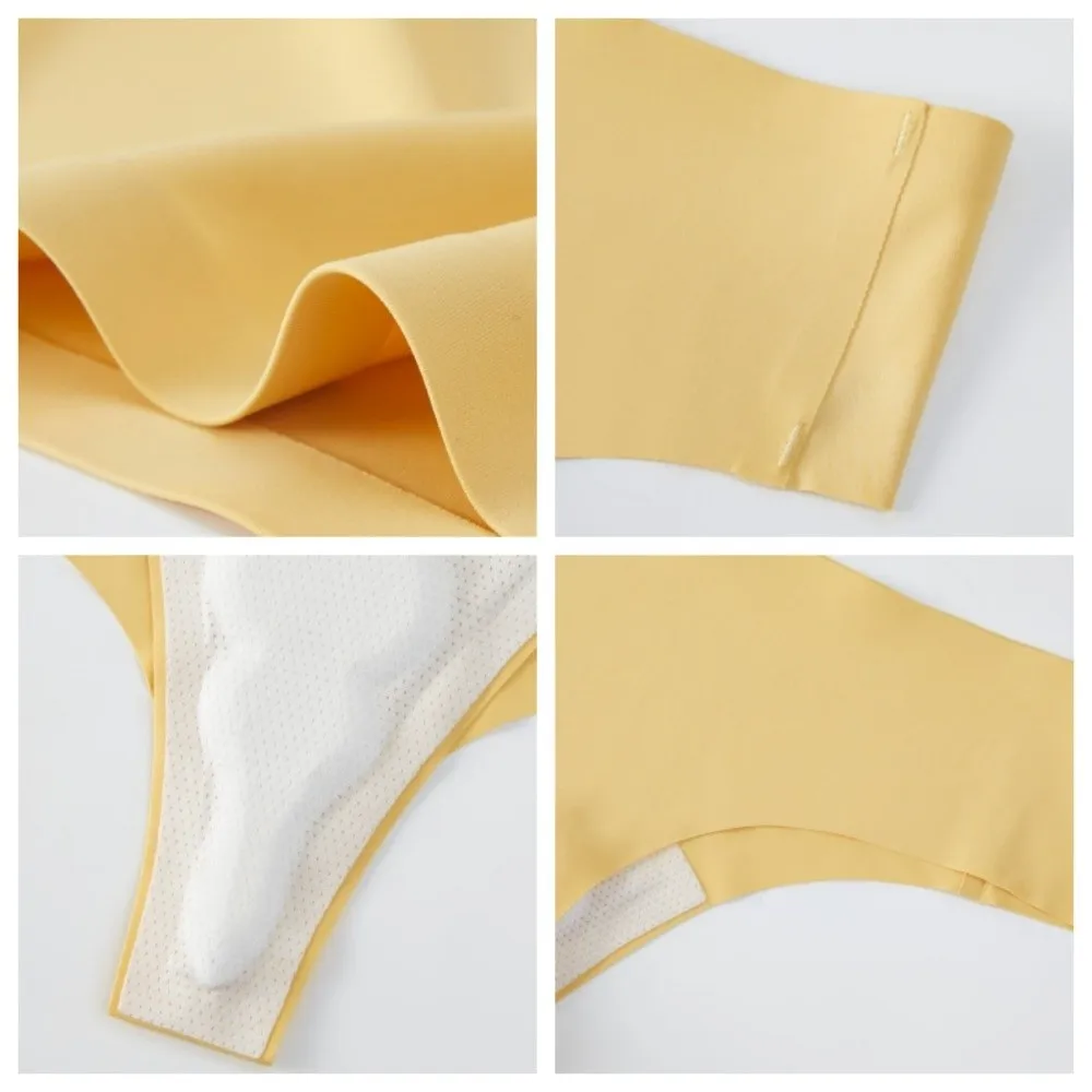 Extended and Widened Inner Lining Ice Silk Panties Low Waist Thin Seamless Briefs Breathable Comfortable Yoga Triangle Underwear