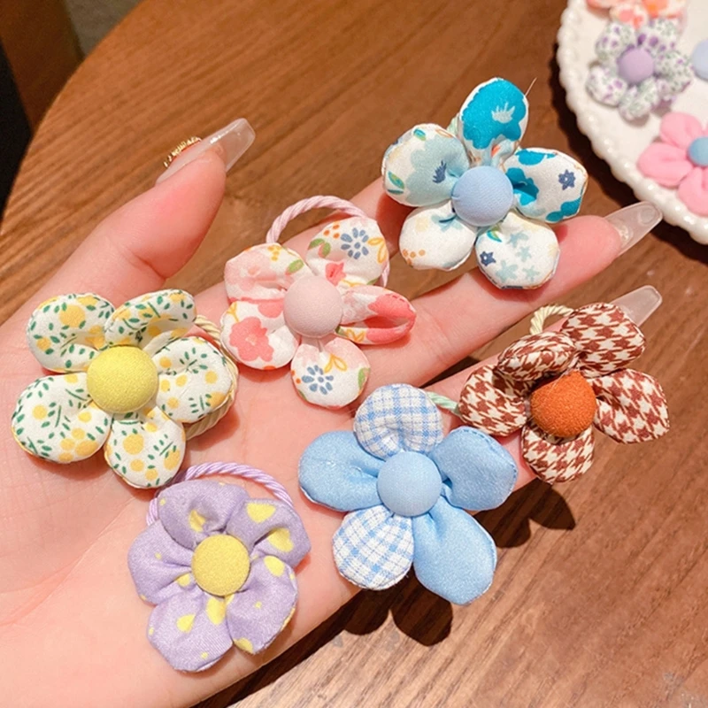 Ikat Rambut Warna-warni Hiasan Bunga Ekor Kuda Nyaman Dan Lembut Rambut