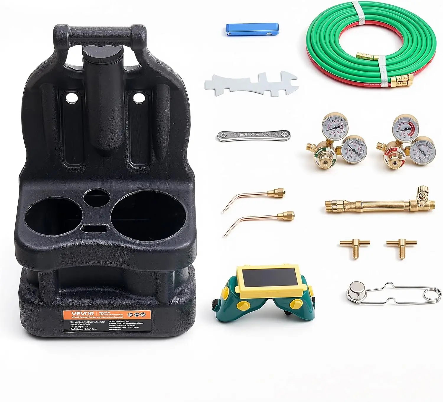 Oxygen Acetylene Torch Kit with Check Valves, Gas Welding Torch Kit, Portable Oxy Acetylene Brazing Set with 15FT Twin-Hose, 2 W