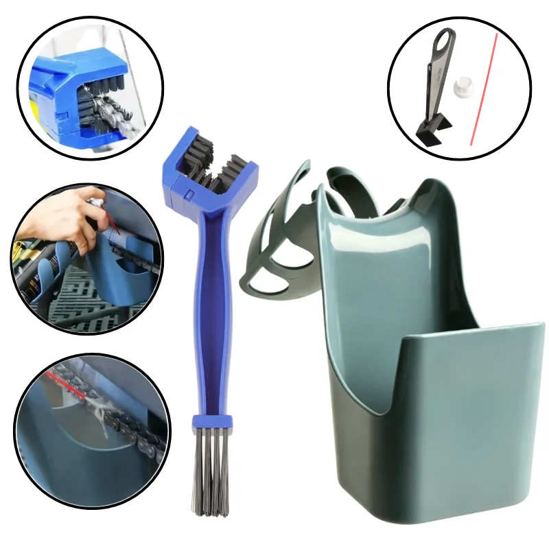 AliExpress NONE Chain Oil Storage Box + Brush Kit for Motorcycle & Bicycle Outdoor Chain Cleaning Maintenance Organizer