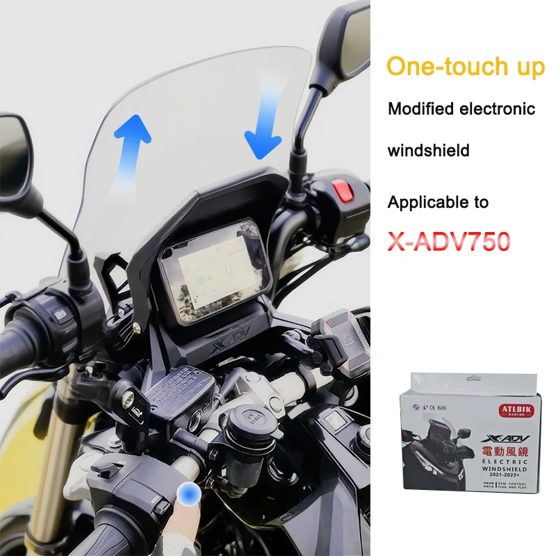 

For Honda X-ADV 750 21-25 Adjustable Electronic Motorcycle Windshield One Touch up down Universal Upgrade Kit Modified Accessory