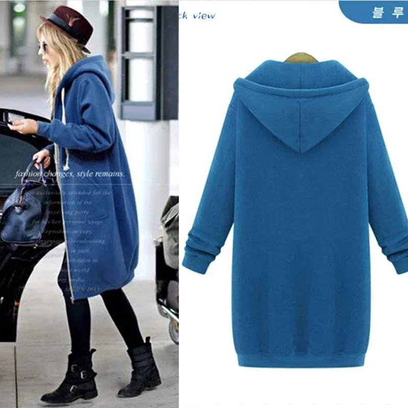 여성용 가을 겨울 두꺼운 후드 파카 루즈핏 후드 재킷 지퍼 포켓 맥시 사이즈 스웨트셔츠 스포츠 드레스 아우터;2,k'