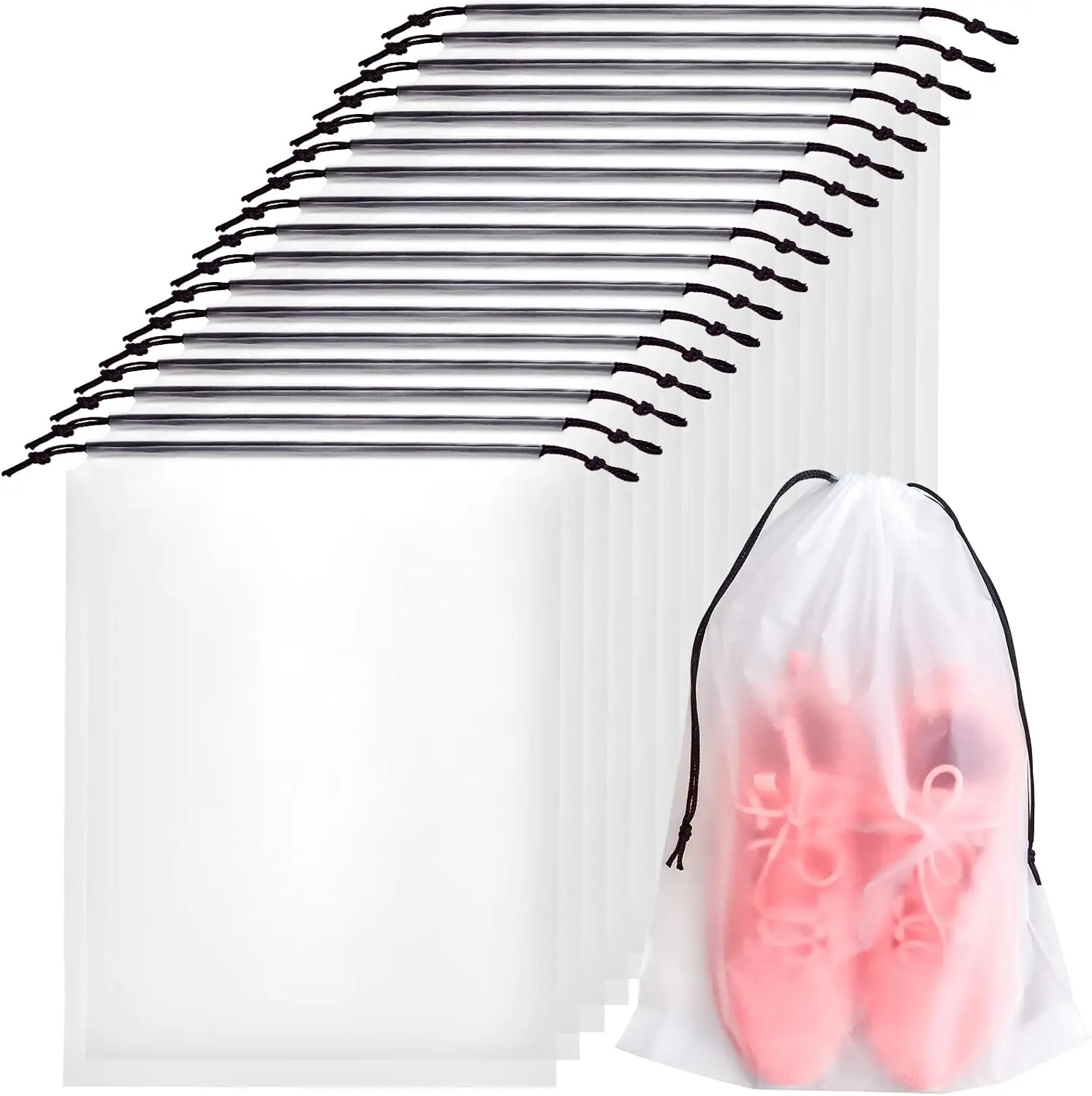 

50 шт. прозрачных дорожных сумок для обуви, большие прозрачные органайзеры для хранения с завязками для мужчин и женщин