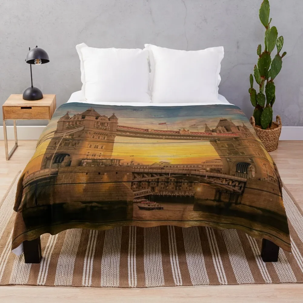 London Tower Bridge - Wood Design Throw Blanket Luxury Thicken Blanket Softest Blanket