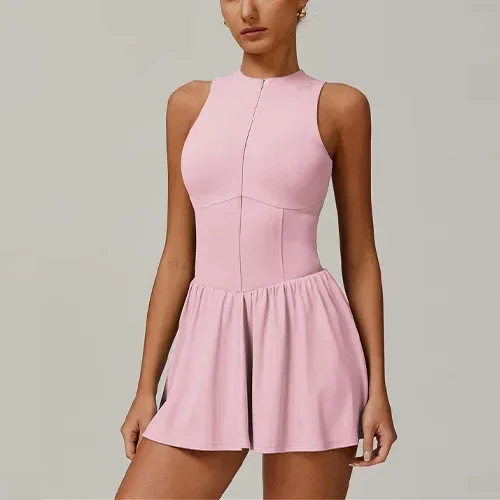 

Spring Summer New Style Sporty Golf round Neck Dress Women Running Anti-Light Feather Tennis Skirt Two-Piece Set Yoga Suit