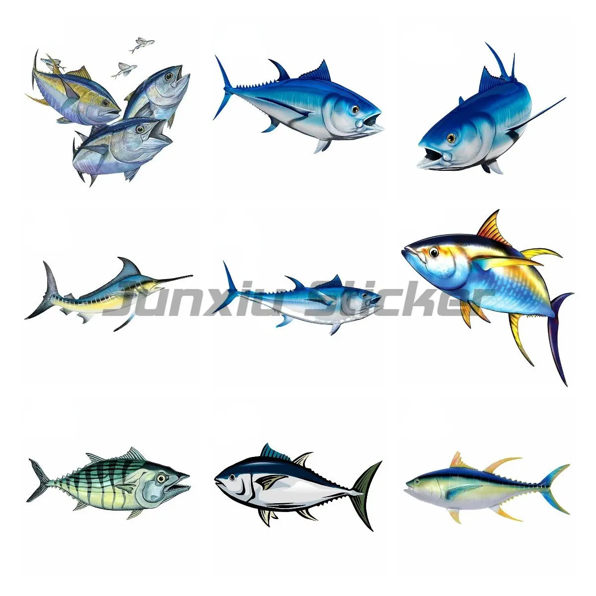 Bluefin Yellowfin Tuna Fish Car Stickers Vinyl Graphics RV VAN Car JDM Accessories Waterproof Decal