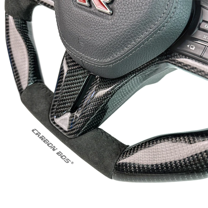 Poignée de voiture Bos en carbone pour volant Nissan GTR en Fiber de carbone avec volant LED volant de course pour pièce de roue Nissan GTR