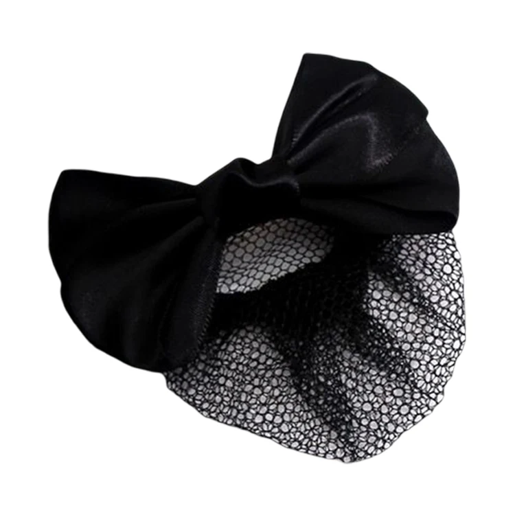 Women's Solid Color Bowknot Hair Clip Adjustable Mesh Soft Touch Hairnet for Flight Attendants and Waiters Hair Decor