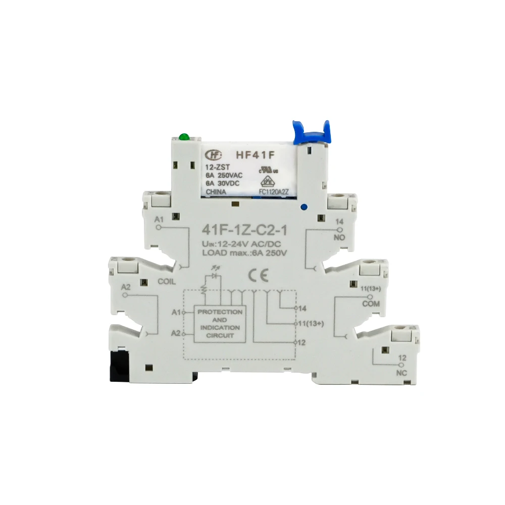 5 uds relé delgado de carril Din conector de módulo de 6,2mm HF 41F soporte de conexión de tornillo con bloque de terminales de relé de potencia en miniatura WSL-HF