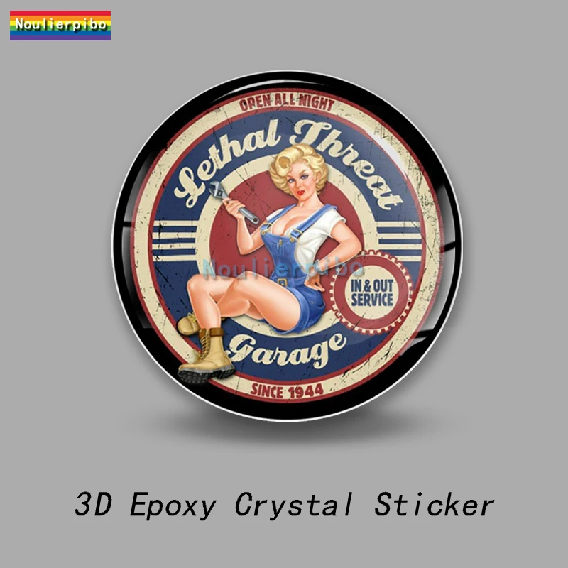 3D Fashion Stereo Dome Car Sticker Girl Red Car Beauty Repairman Missile Girl PVC Car Motorcycle Vinyl Die Cut Decal