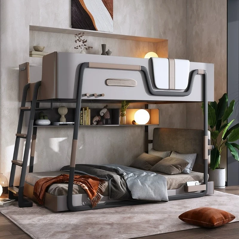 

bunk bed, boy's solid wood second child parent-child bed, small apartment with the same width, second floor mother