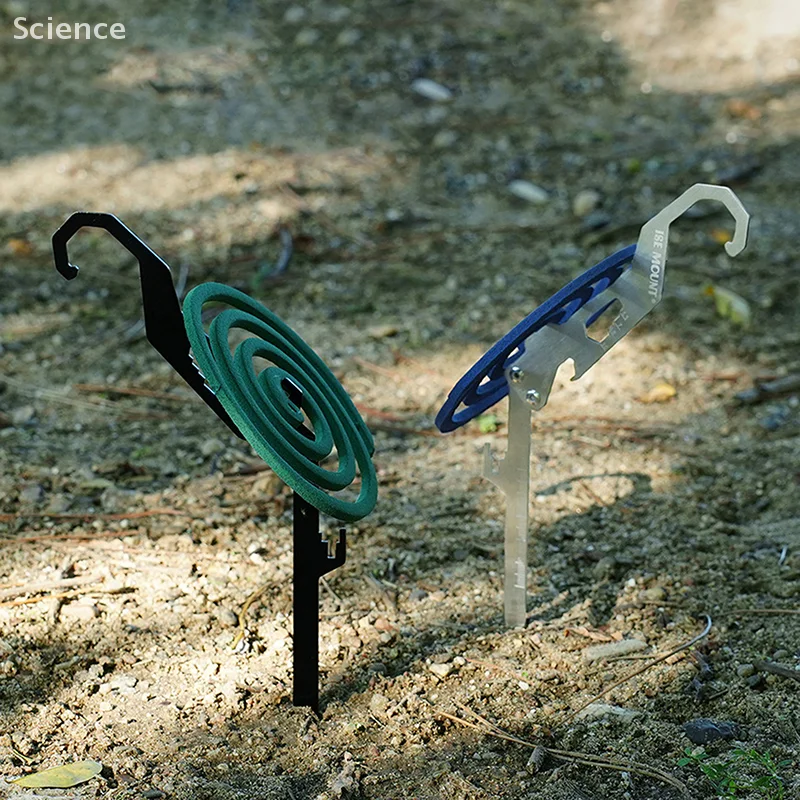 Outdoor Multifunctional Stainless Steel Hook Mosquito Coil Bracket Bottle Opener Measuring Ruler Foldable Insert