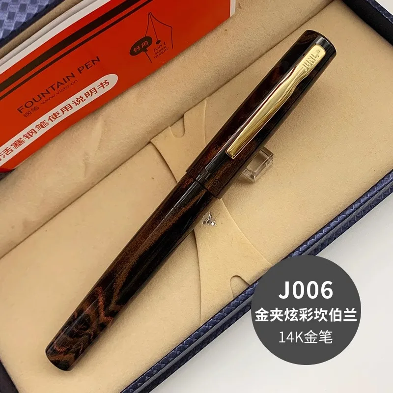 Wingsung 631 14K Gold Fountian Pen EF/F/M/B 0.38/0.5/0.7/1.0mm Ink Pen Dekan Hard Rubber Piston Ink Sucking Long Knife Writing