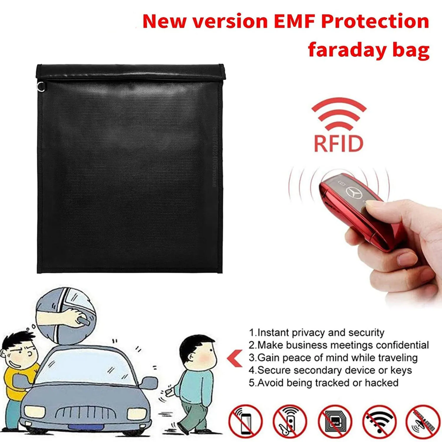 3pcs Faraday Bags Waterproof Fireproof Suitable for Laptops Tablets Phones Keys EMP Proof  RFID Signal Blocking Velcro Closure