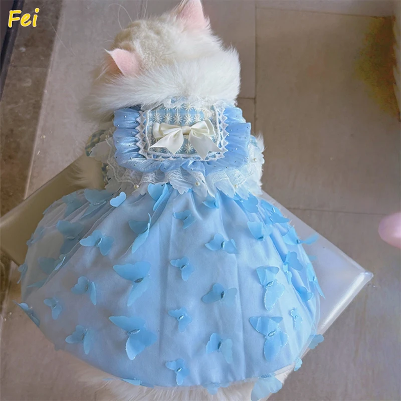 

Butterfly Princess Dress for Small Dogs - French Bulldog Party Gown, Bohemian Tutu Skirt Yorkie Chihuahua Costume | Pug Apparel