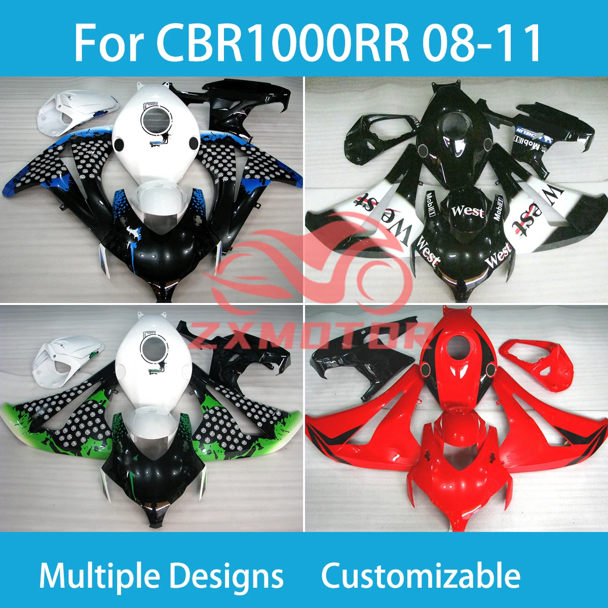 CBR 1000RR 08 09 10 11 Red Fairings for Honda CBR1000RR 2008 2009 2010 2011 Aftermarket Bodywork Full Fairing Kit New