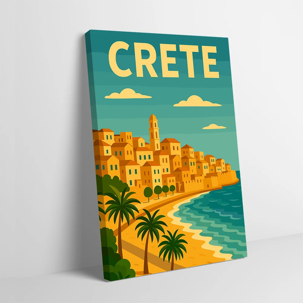 

Плакат для путешествий Crete, настраиваемый печатный холст, картина, настенное искусство, подарок для украшения спальни, украшение для дома, комнаты, интерьера, искусство