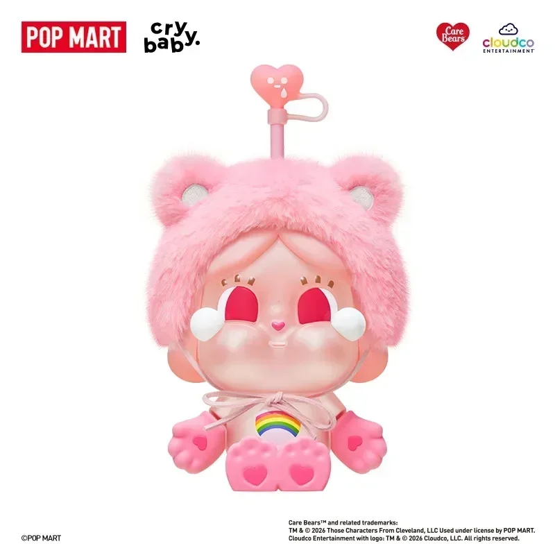 POP MART CRYBABY Care Bears Series Collectible Glass Straw Cup Mystery Blind Selection Random Toy Ornament Figure for Girls