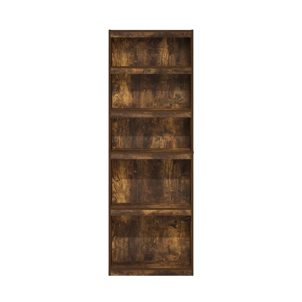 Home 5-Tier Shelf Bookcase, Amber Pine