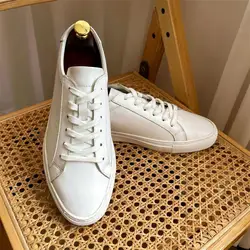 Men Casual Shoes Handmade Leather Round Head Flat Heel Lace Fashion Business Casual Outdoor Sports Daily Men Shoes