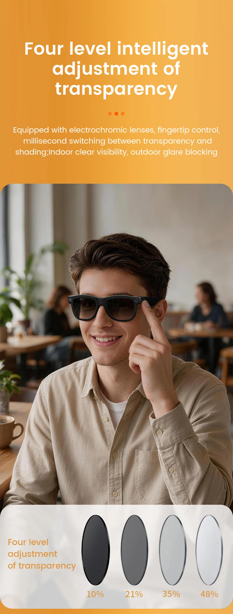Smart AI Glasses 800W HD Shooting Camera Photo Video Voice Call Translation Bluetooth AI Motorcycle Glasses Touch Color Change