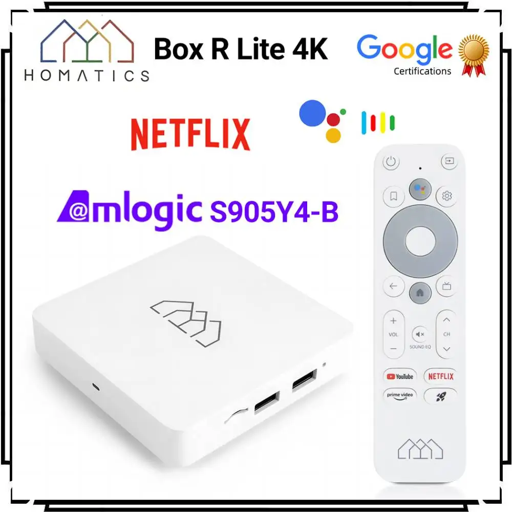 HOMATICS Box R Lite 4K TV Box Androidtv 12 Player Google Netflix Certified Amlogic S905Y4-B Dolby Atmos 2.4&5G 2T2R Wifi BT5.0