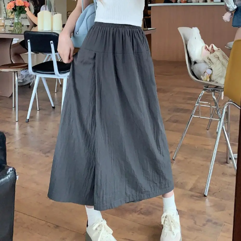 

Women Culottes Elastic High Waist Women's Culottes Summer Streetwear Style Relaxed Fit Solid Color Pants for A Loose Comfortable