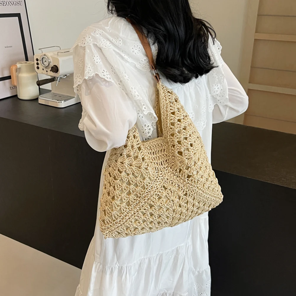 Sac à main d'été en paille pour femmes, fourre-tout amissié, grand sac de vacances, sac à documents solides, sac de voyage de vacances, sac à main Boho initié