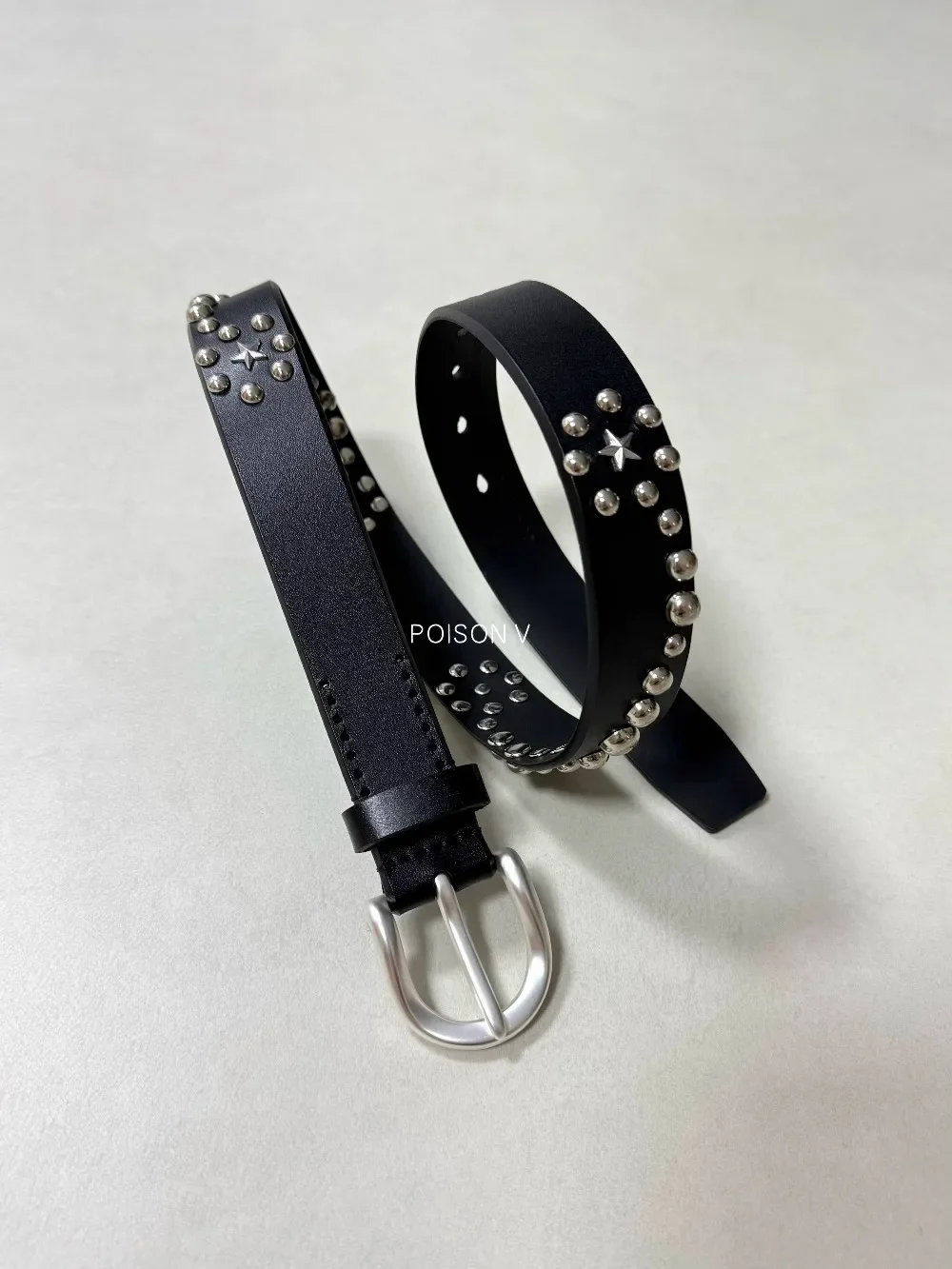 OL style single needle button head rivet leather old belt