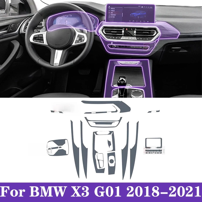 

For BMW X3 G01 2018-2023 Car interior Center console Gearbox transparent TPU Paint protective film Anti scratch Repair sticker