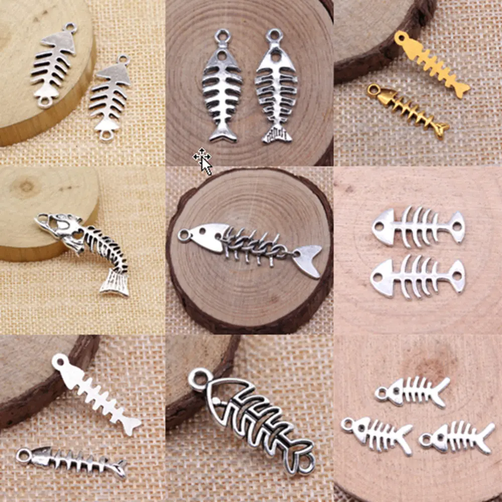 Fish Bone Charms For Jewelry Making DIY Pendants For Gift Bulk